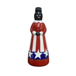 Vintage Americana Folk Art Bottle Figurine Red White Blue Stars‎ Stripes